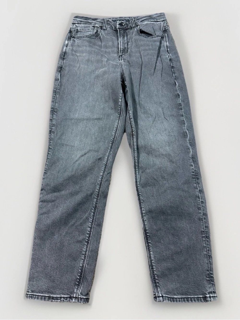 American Eagle Sz 6 Short Stretch Curvy Mom Jeans Womens Gray Faded Black